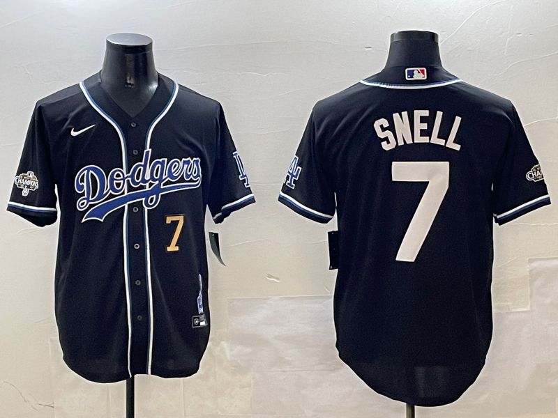 Men Los Angeles Dodgers 7 Snell Black Fashion Game 2025 Nike MLB Jersey style 3066